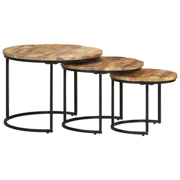 Beistelltische Jurii (grobes Mangoholz, 3er-Set)