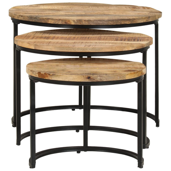 Beistelltische Jurii (grobes Mangoholz, 3er-Set)