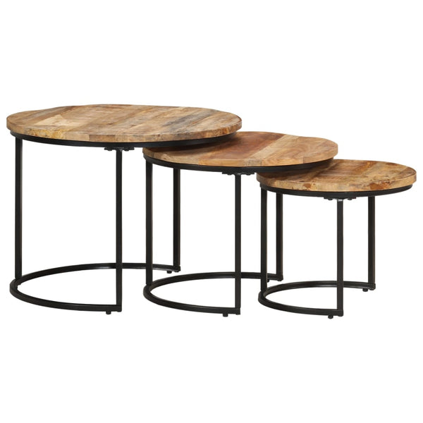 Beistelltische Jurii (grobes Mangoholz, 3er-Set)
