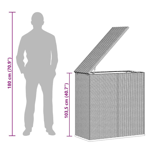 Graue Gartenaufbewahrungsbox Craciunes 100x49x103,5cm (PE-Rattan)
