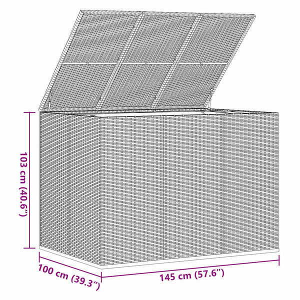 Graue Gartenaufbewahrungsbox Craciunes 145x100x103cm (PE-Rattan)