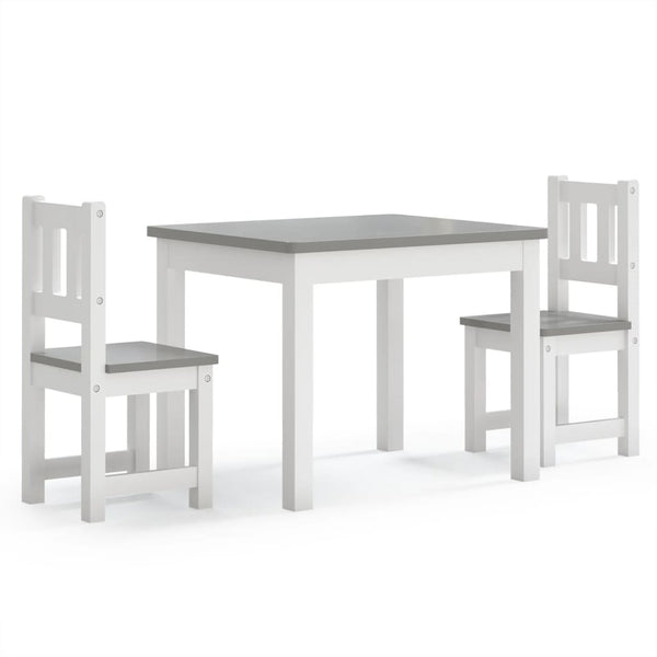 Weiß-graues Kinder Tisch- und Stuhlset Jessica (3-teilig, MDF)