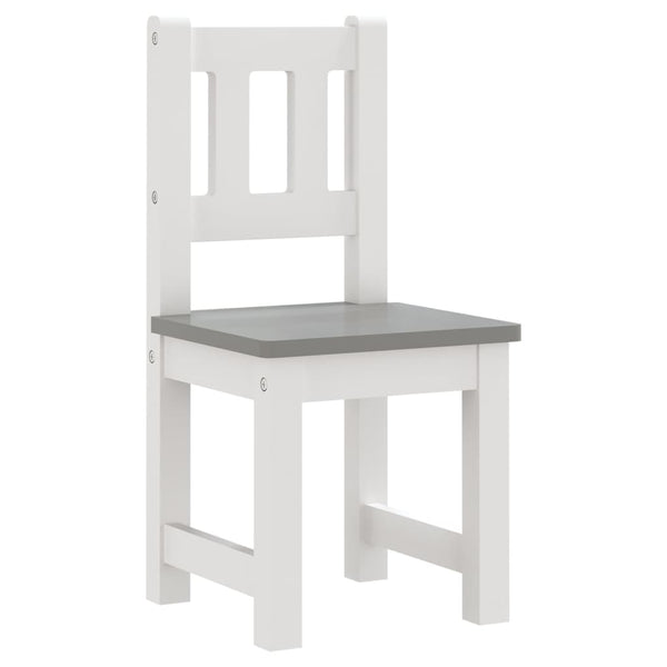 Weiß-graues Kinder Tisch- und Stuhlset Jessica (3-teilig, MDF)