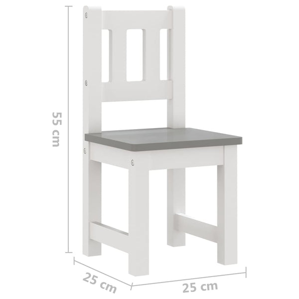 Weiß-graues Kinder Tisch- und Stuhlset Jessica (3-teilig, MDF)