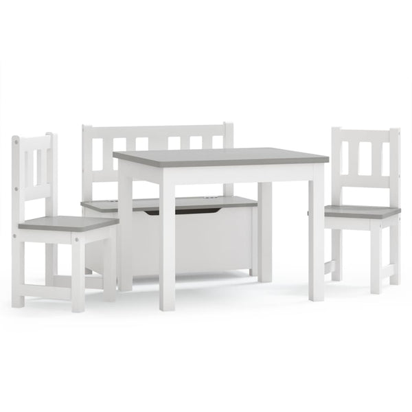 Weißes und graues Kinder Tisch- und Stuhlset Jessica (4-teilig, MDF)