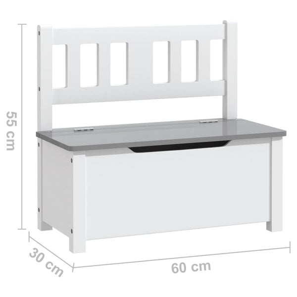 Weißes und graues Kinder Tisch- und Stuhlset Jessica (4-teilig, MDF)