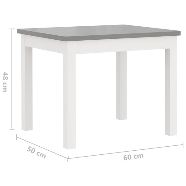 Weißes und graues Kinder Tisch- und Stuhlset Jessica (4-teilig, MDF)