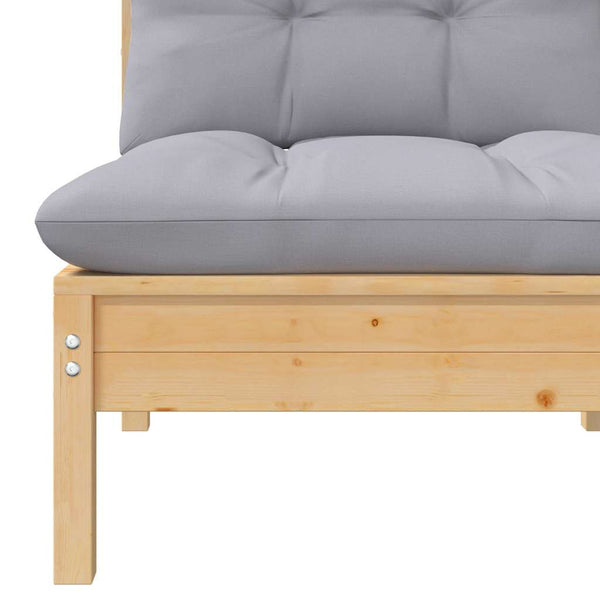 Gartensofa-Mittelteil mit Kissen Abood grau (Kiefer)