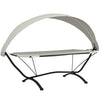 Cremefarbener Outdoor-Liegestuhl mit Vordach Verioara (Stahl und Oxford-Stoff)