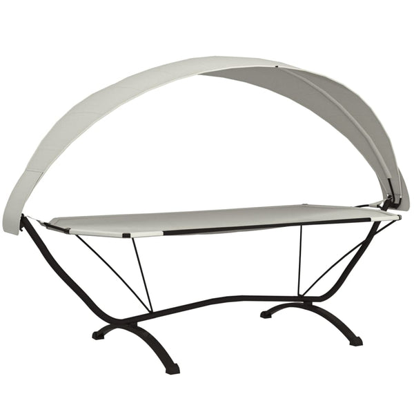 Cremefarbener Outdoor-Liegestuhl mit Vordach Verioara (Stahl und Oxford-Stoff)