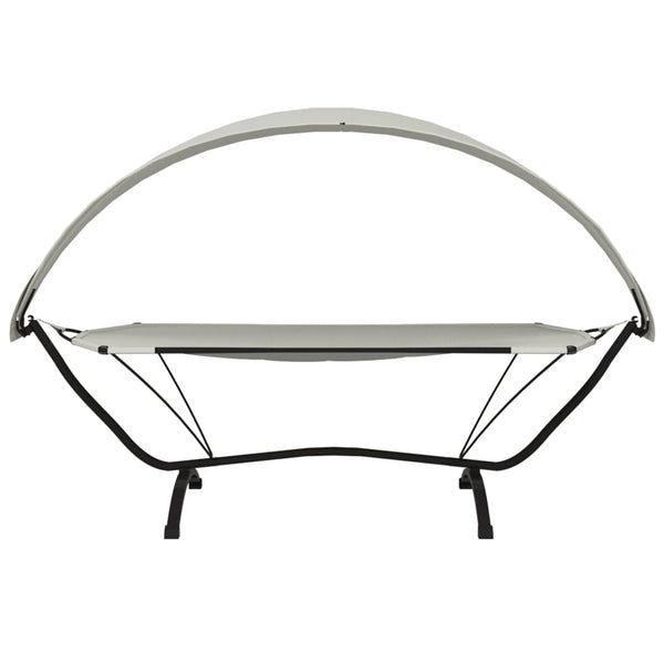 Cremefarbener Outdoor-Liegestuhl mit Vordach Verioara (Stahl und Oxford-Stoff)