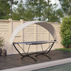 Cremefarbener Outdoor-Liegestuhl mit Vordach Verioara (Stahl und Oxford-Stoff)