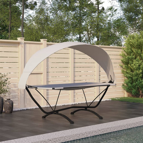 Cremefarbener Outdoor-Liegestuhl mit Vordach Verioara (Stahl und Oxford-Stoff)