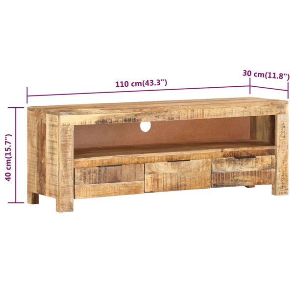 TV-Lowboard Degan 110x30x40cm (raues Mangoholz)