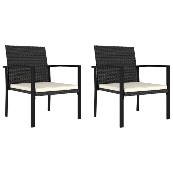 Schwarze Outdoor-Esszimmerstühle Hany (2 Stk. Polyrattan)