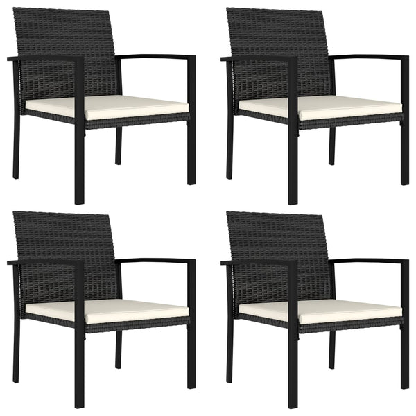 Schwarze Outdoor-Esszimmerstühle Hany (4 Stück Polyrattan)