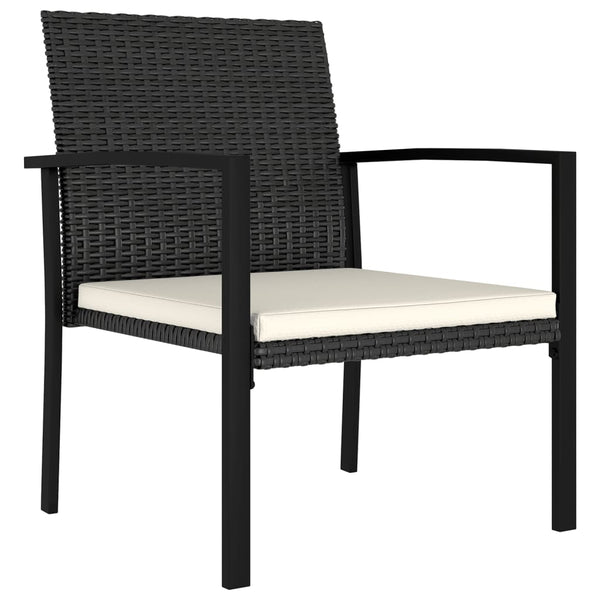 Schwarze Outdoor-Esszimmerstühle Hany (4 Stück Polyrattan)