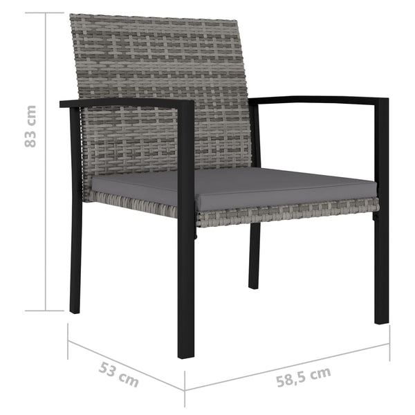 Graue Outdoor-Esszimmerstühle Hany (4 Stk. Polyrattan)