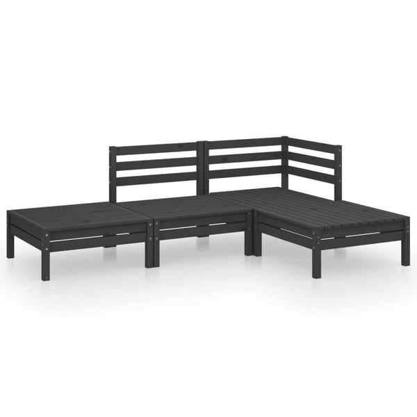 Schwarzes Gartensofa-Set Ivor (4-teilig, Kiefer)