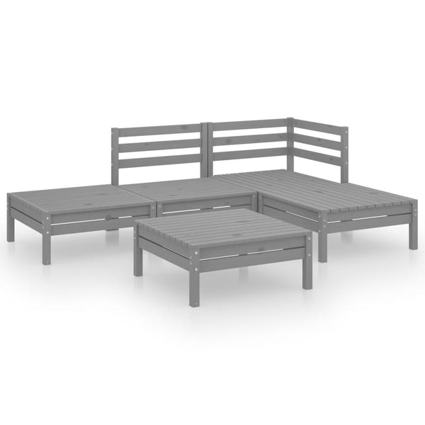 Graues Gartensofa-Set Ripanu (5-teilig, Kiefer)