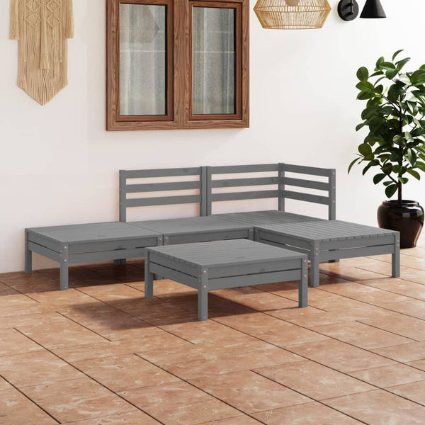 Graues Gartensofa-Set Ripanu (5-teilig, Kiefer)