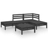 Schwarzes Gartensofa-Set Ripanu (5-teilig, Kiefer)