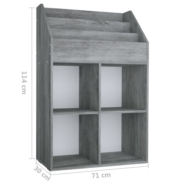 Betongraues Zeitschriftenregal Bali für Kinder 71x30x114cm (Holz)