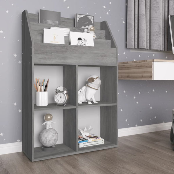 Betongraues Zeitschriftenregal Bali für Kinder 71x30x114cm (Holz)