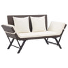 Braune Gartenbank mit Kissen Bera 176cm (Polyrattan)