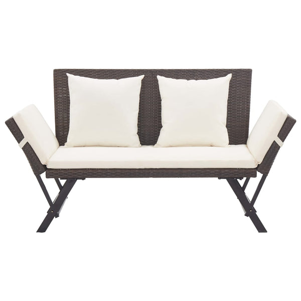 Braune Gartenbank mit Kissen Bera 176cm (Polyrattan)