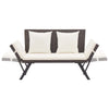 Braune Gartenbank mit Kissen Bera 176cm (Polyrattan)