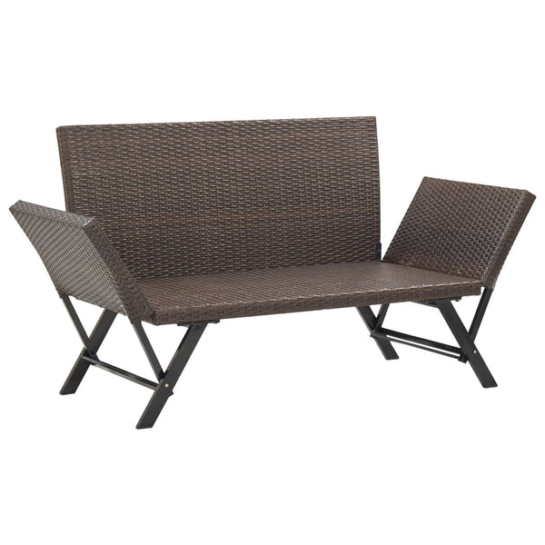 Braune Gartenbank mit Kissen Bera 176cm (Polyrattan)
