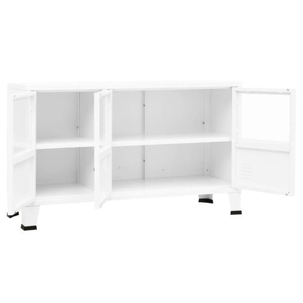 Valkoinen senkki Mirna 105x35x62cm (metalli ja lasi)