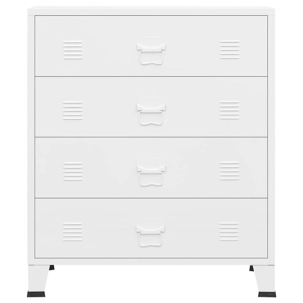 Weißes industrielles Sideboard Oriana 78x40x93cm (Metall)