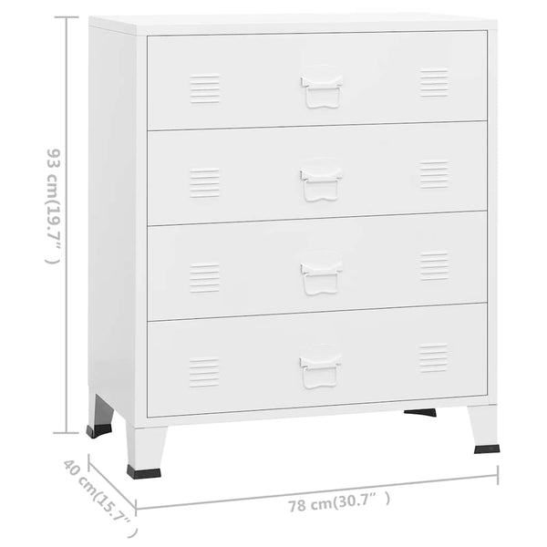Weißes industrielles Sideboard Oriana 78x40x93cm (Metall)
