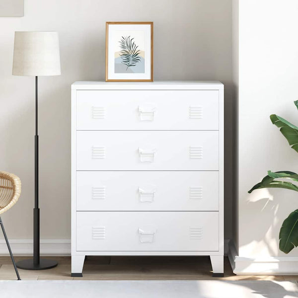 Weißes industrielles Sideboard Oriana 78x40x93cm (Metall)