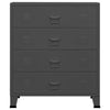 Anthrazitfarbene Industriekommode Oriana 78x40x93cm (Metall)