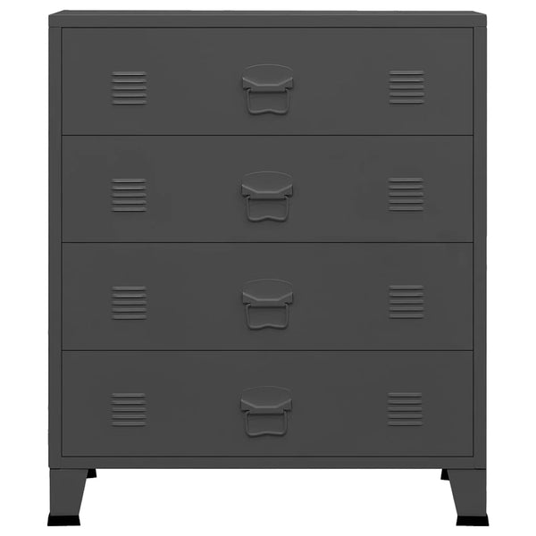 Anthrazitfarbene Industriekommode Oriana 78x40x93cm (Metall)