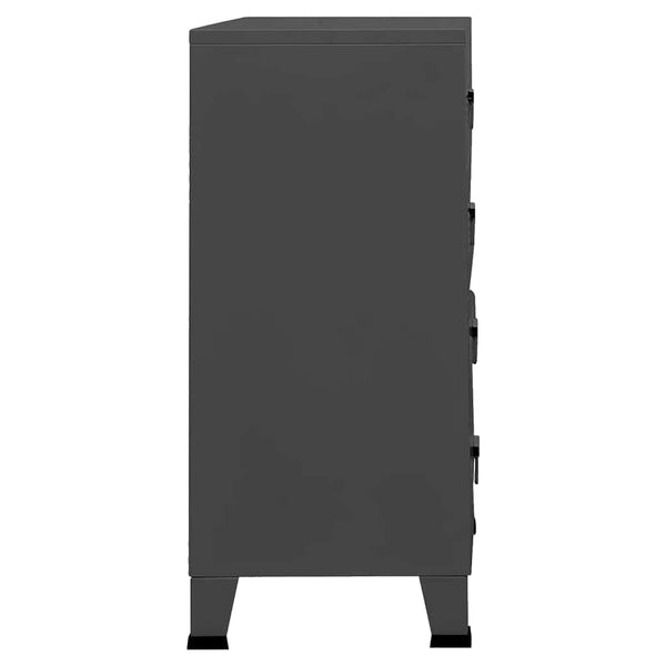 Anthrazitfarbene Industriekommode Oriana 78x40x93cm (Metall)