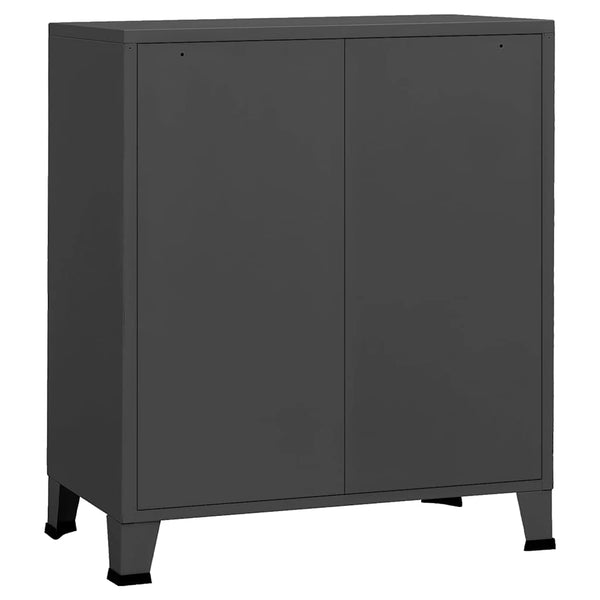 Anthrazitfarbene Industriekommode Oriana 78x40x93cm (Metall)