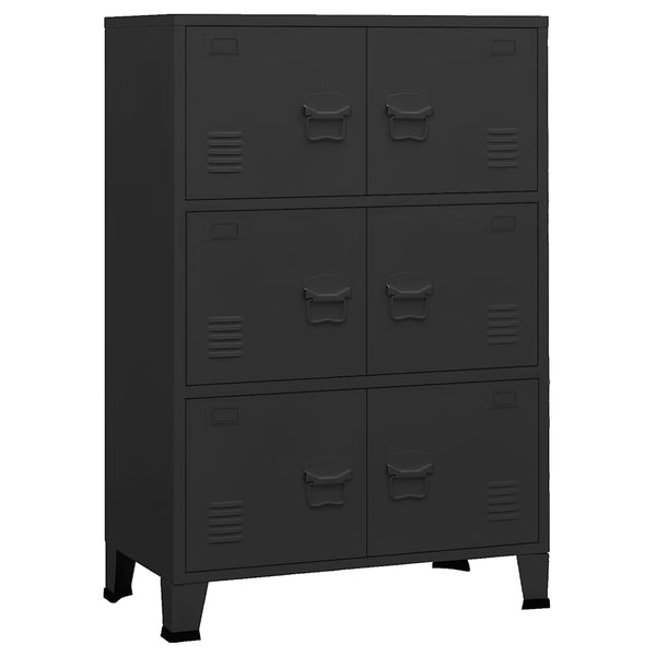 Schwarze industrielle Aufbewahrungstruhe Ioska 75x40x115cm (Metall)