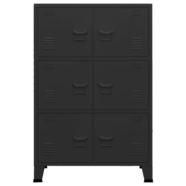 Schwarze industrielle Aufbewahrungstruhe Ioska 75x40x115cm (Metall)