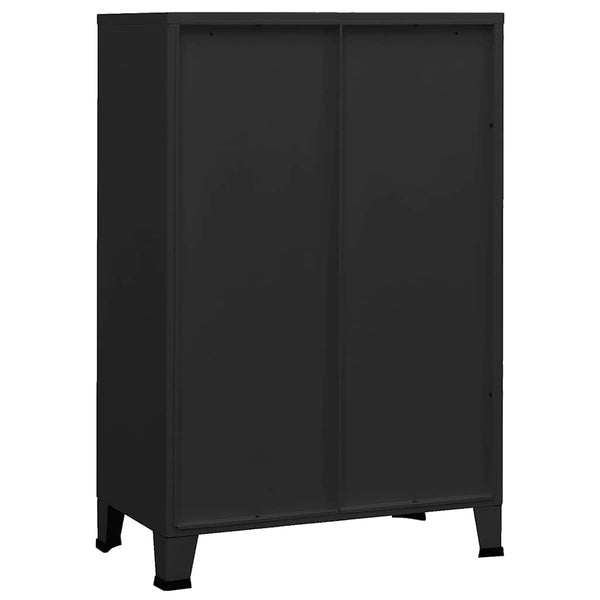 Schwarze industrielle Aufbewahrungstruhe Ioska 75x40x115cm (Metall)