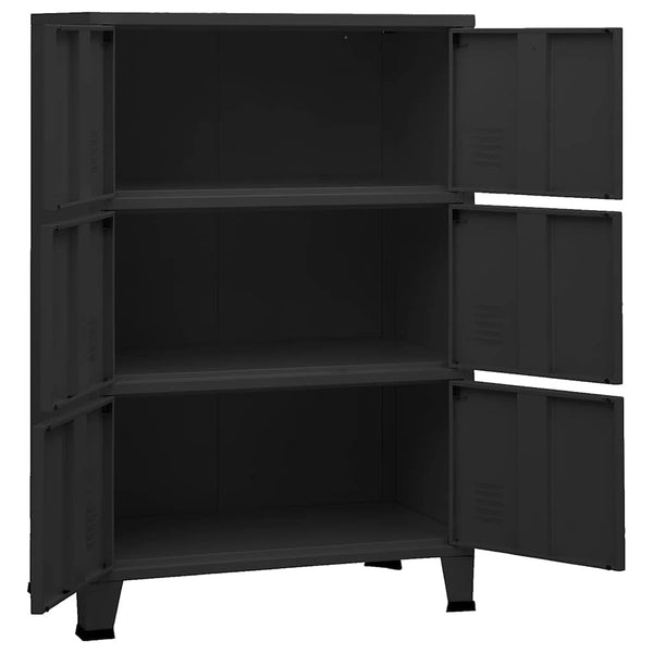 Schwarze industrielle Aufbewahrungstruhe Ioska 75x40x115cm (Metall)