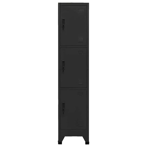 Ostia Spind mit 3 Türen, Schwarz 38x45x180cm (Stahl)