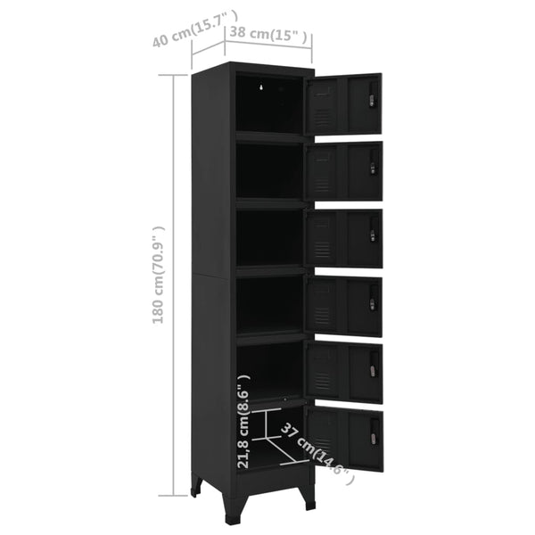 Schwarzer Kleiderschrank Ostian 38x40x180cm (Stahl)
