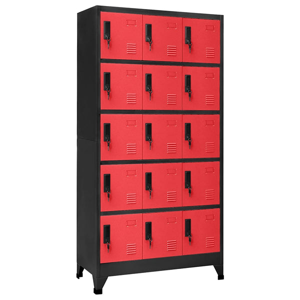 Anthrazit und Rot Spind Nelisor 90x40x180cm (Stahl)