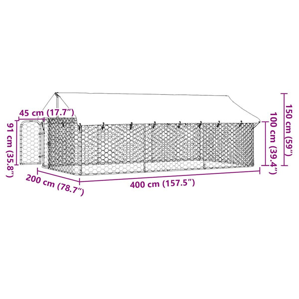 Hundezwinger mit Überdachung Mariann 400x200x150cm
