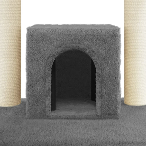 Dunkelgrauer Katzenkratzbaum mit Sisal-Kratzsäulen Medviga 110cm