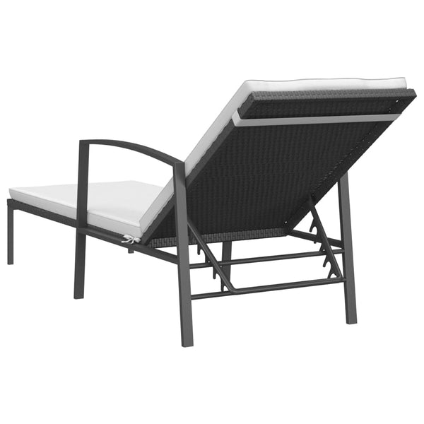Schwarze Sonnenliege mit Kissen Jafar (Polyrattan)